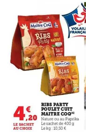 ribs party poulet cuit maître coq