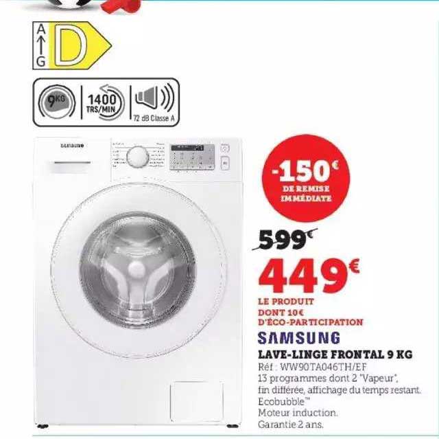 samsung lave-linge frontal 9 kg
