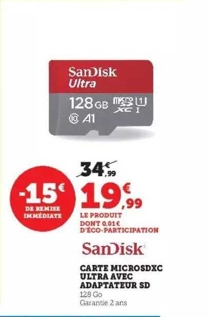 sandisk carte microsdxc ultra avec adapteur sd