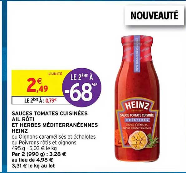 sauces tomates cuisinées ail rôti et herbes méditerranéennes heinz