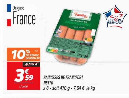 saucisses de francfort netto