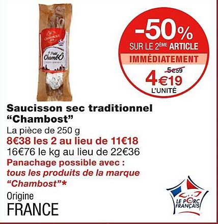 Saucisson Sec Traditionnel "chambost"