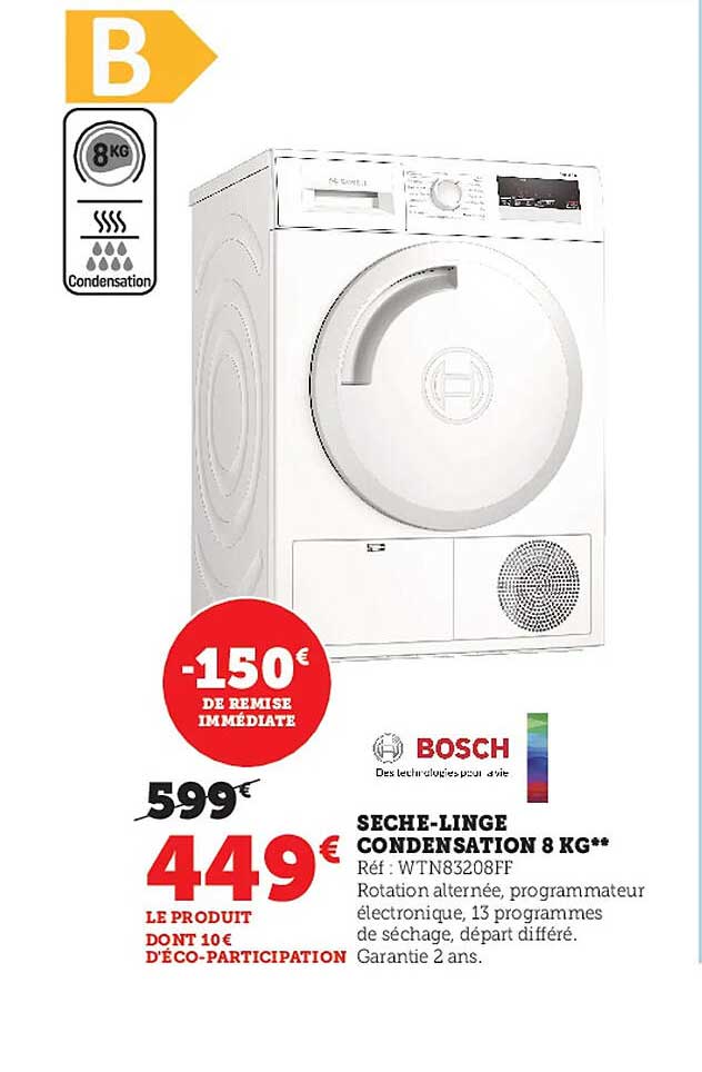 sèche-linge condensation 8 kg bosch