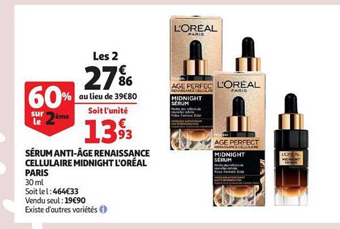 sérum anti-âge renaissance cellulaire midnight l'oréal paris