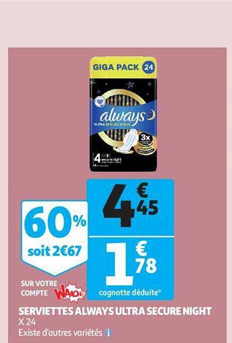 servietes always ultra secure night
