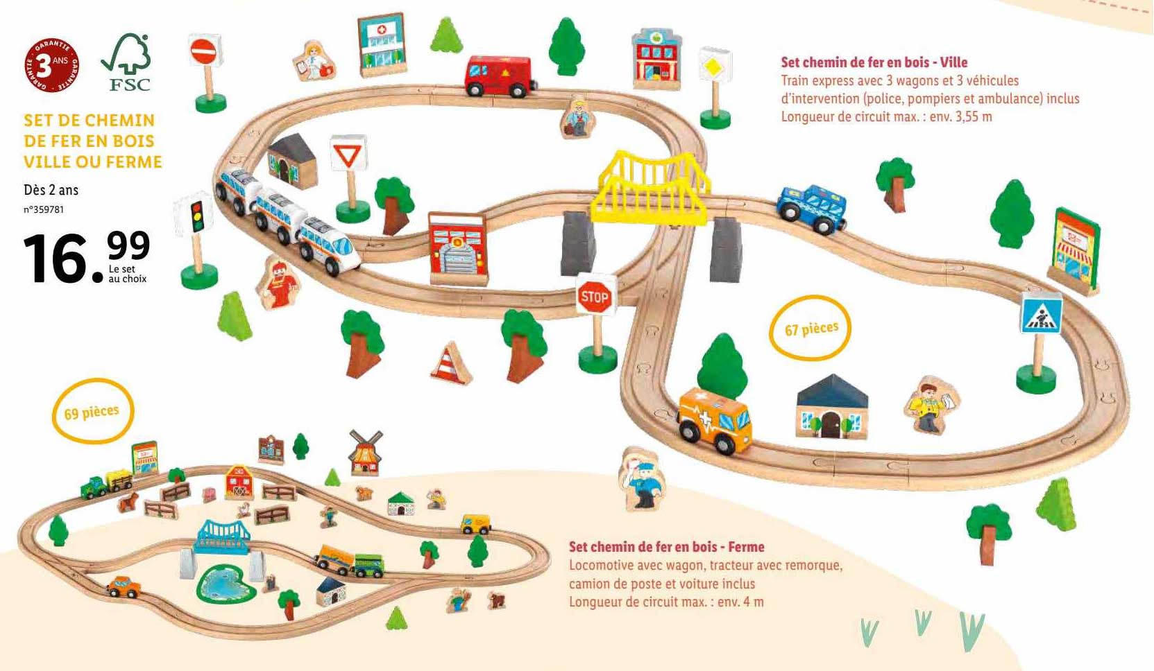 set de chemin de fer en bois ville ou ferme