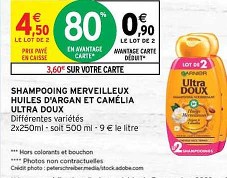 shampooing merveilleux huiles d'argant et camélia ultra doux