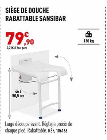 siège de douche rabattable sansibar