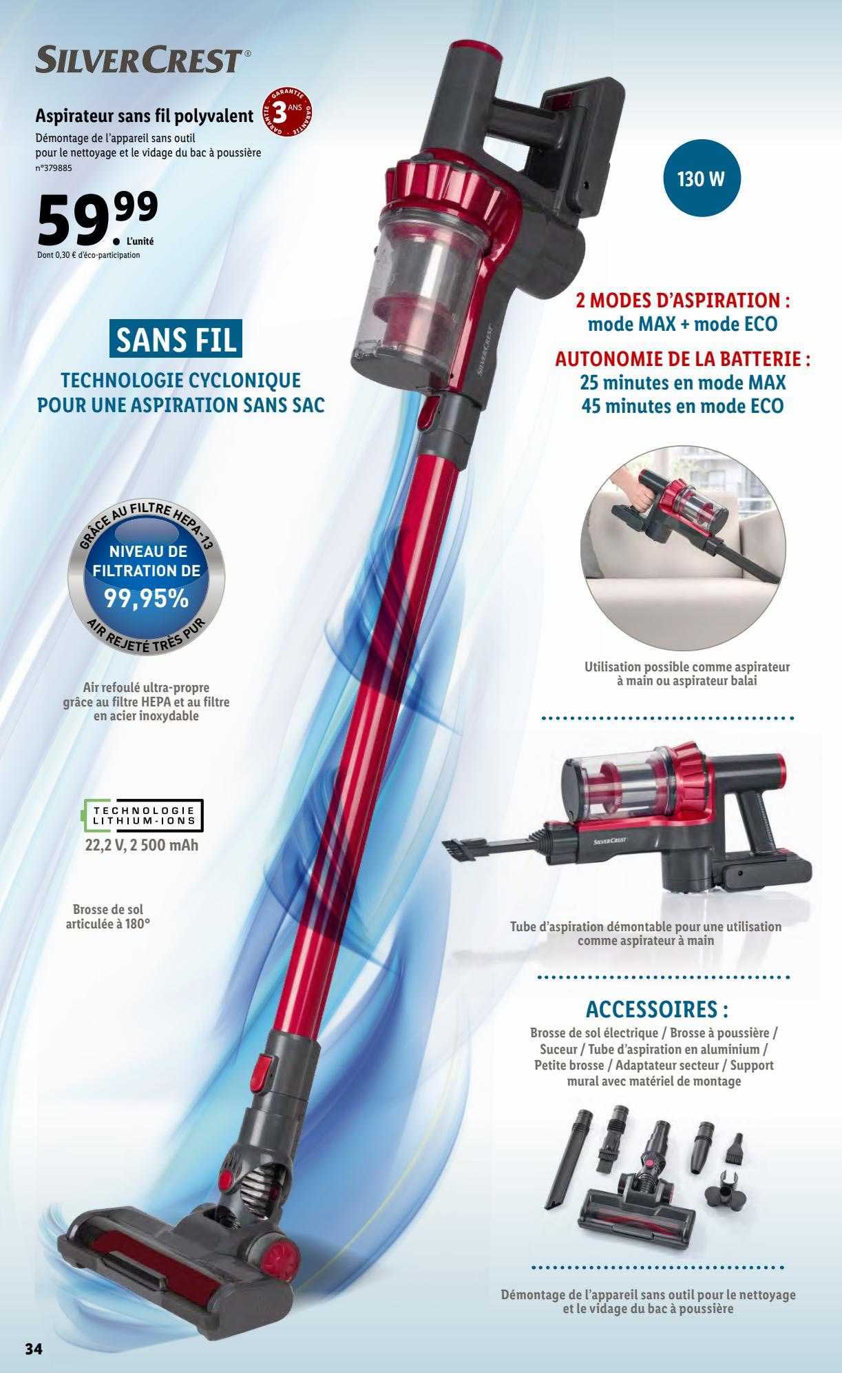 Silvercrest Aspirateur Sans Fil Polyvalent