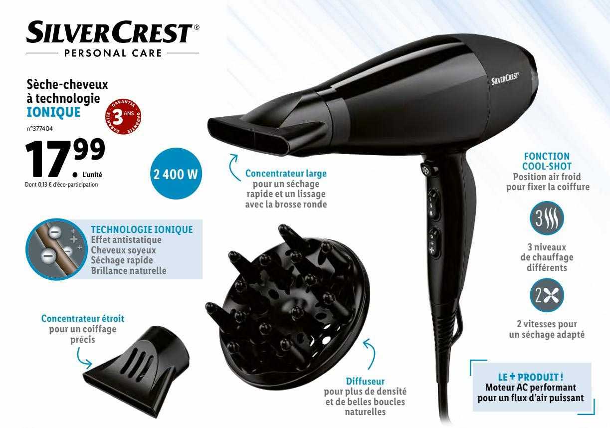sivlercrest sèche-cheveux à technologie