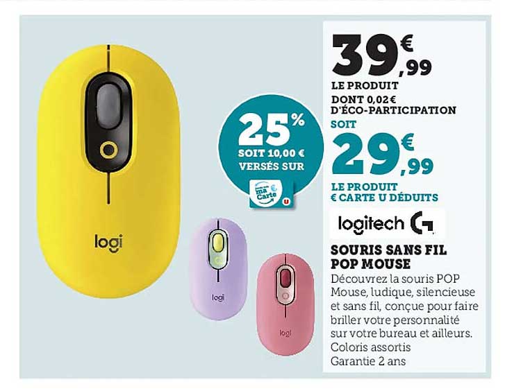 souris sans fil pop mouse logitech