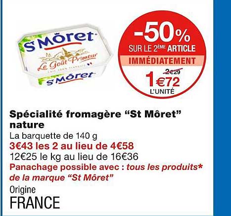 Spécialité Fromagère "st Môret" Nature