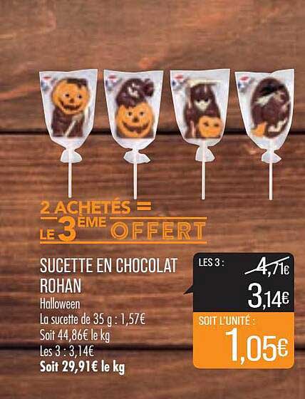 sucette en chocolat rohan