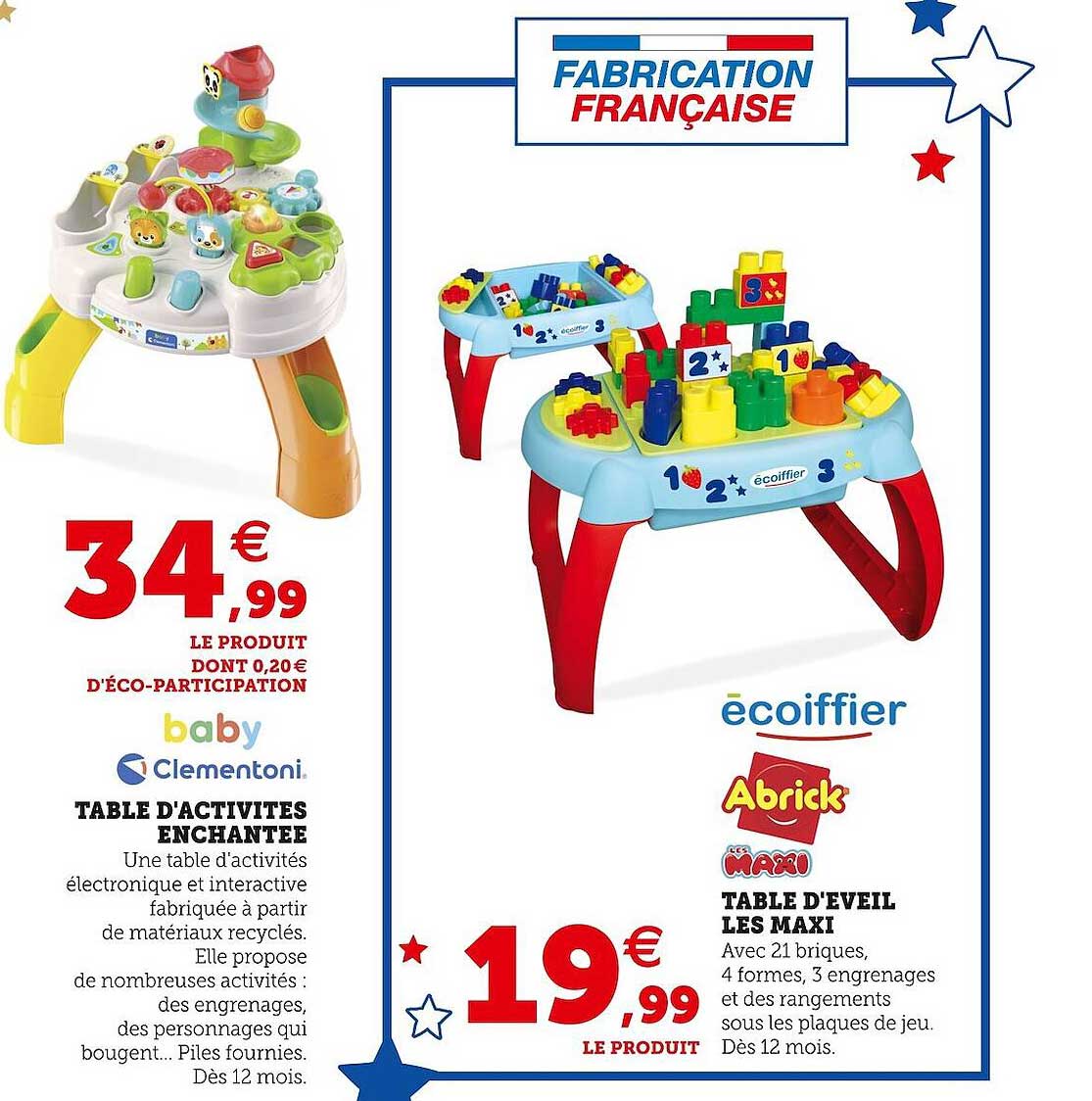 table d'activités enchantée baby clémentoni, table d'éveil les maxi abrick écoiffier