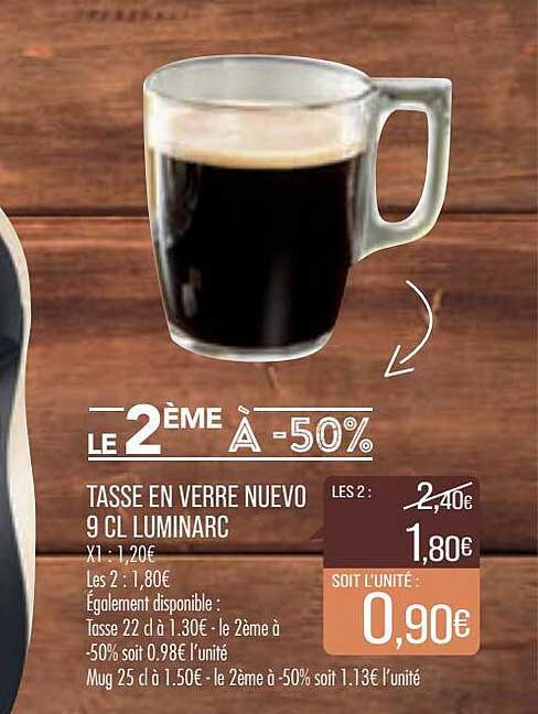 tasse en verre nuevo 9cl luminarc