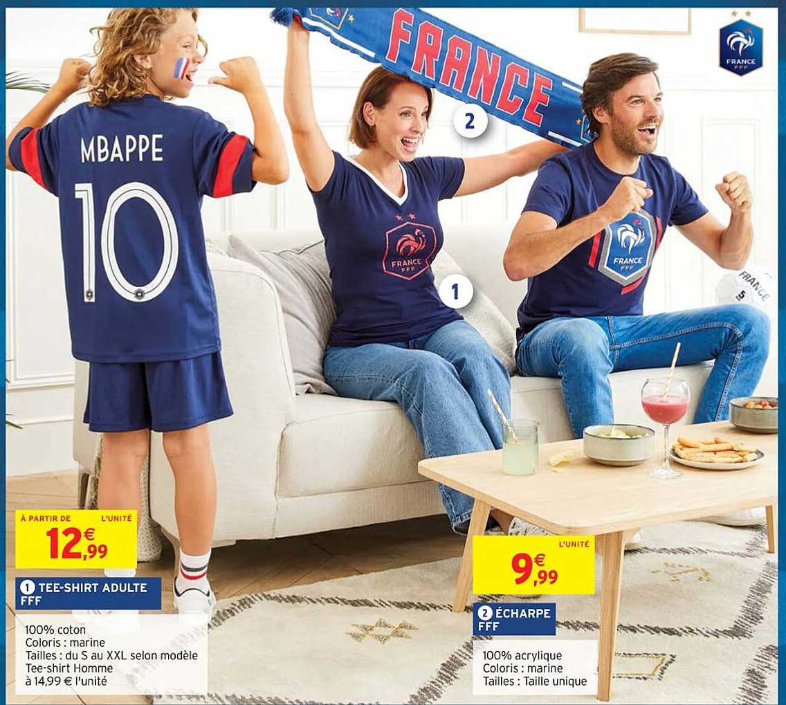 tee-shirt adulte fff, écharpe fff