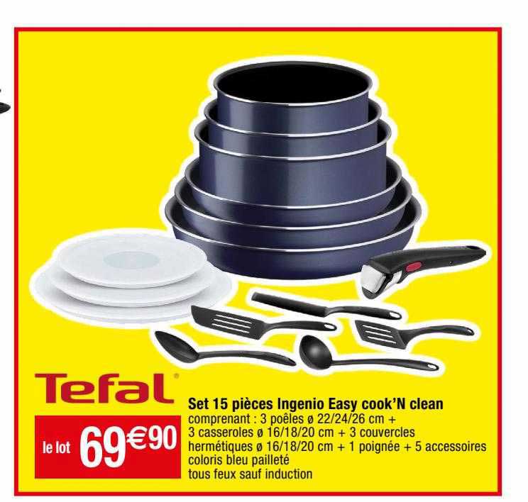 tefal set 15 pièces ingenio easy cook'n clean