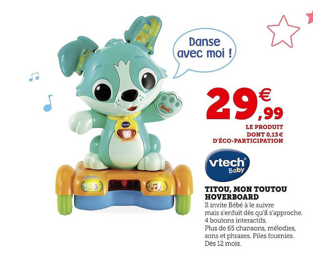 titou, mon toutou hoverboard vtech baby