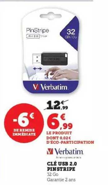 verbatim clé usb 2.0 pinstripe