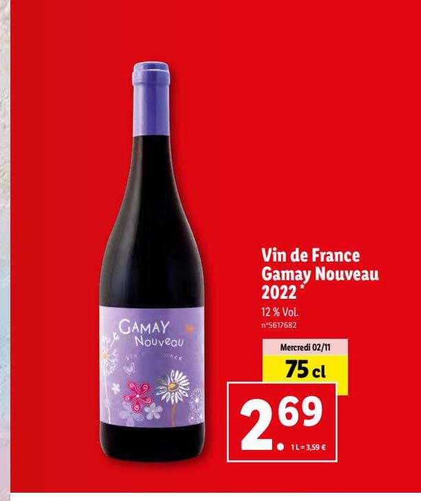 vin de france gamay nouveau 2022