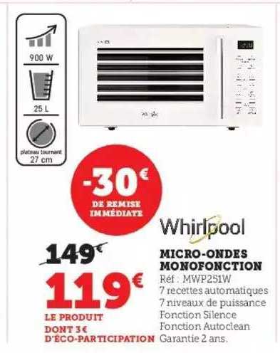 whirlpool micro-ondes monofonction