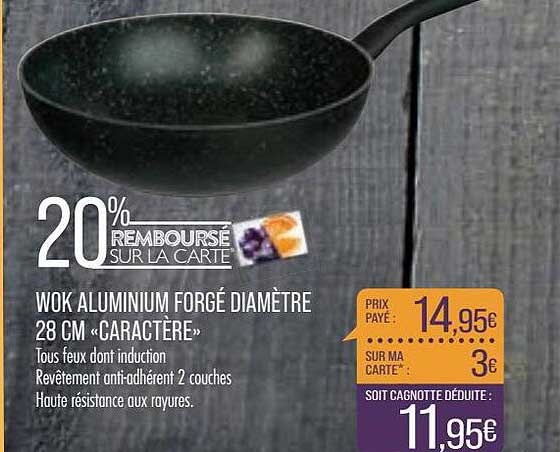 wok aluminium forgé diamètre 28 cm «caractère»