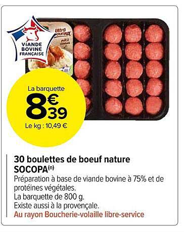 30 Boulettes De Bœuf Nature Socopa