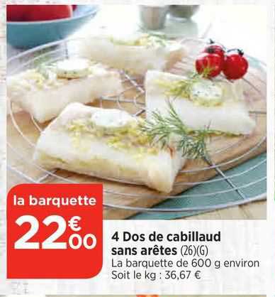 4 dos de cabillaud sans arêtes
