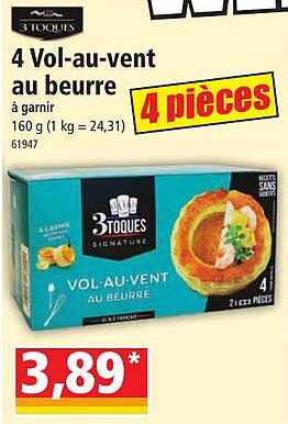 4 vol-au-vent au beurre à garnir 3 toques