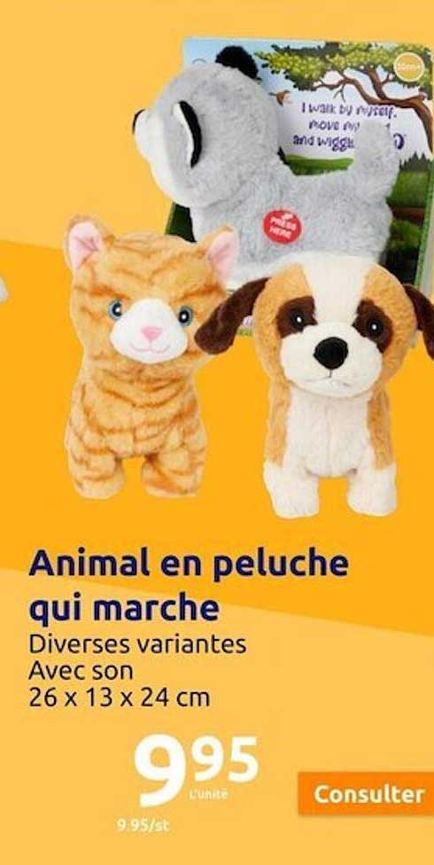 animal en peluche qui marche