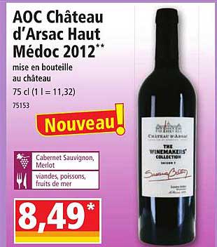 aoc château d'arsac haut médoc 2012