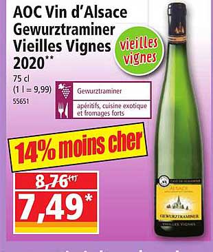 aoc vin d'alsace gewurztraminer vieilles vignes 2020