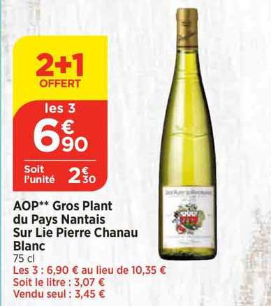 aop gros plant du pays nantais sur lie pierre chanau blanc