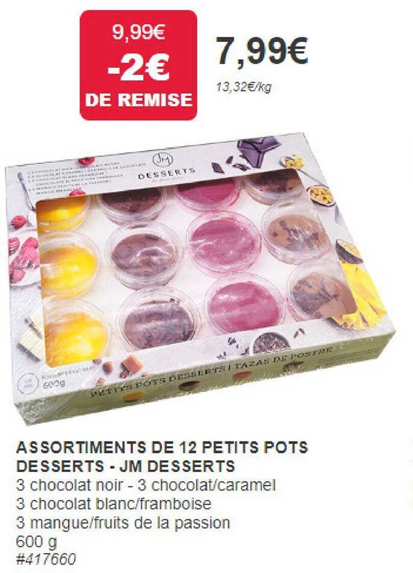 assortiments de 12 petits pots desserts - jm desserts