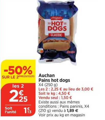 auchan pains hot dogs
