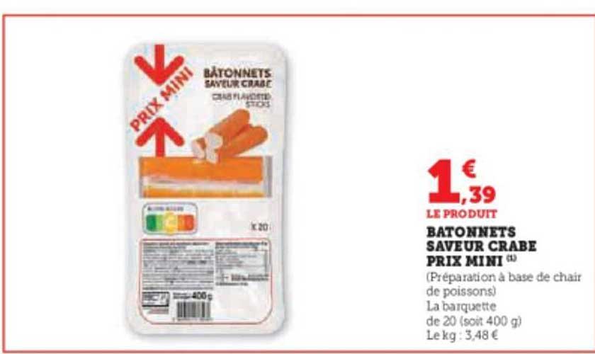 bâtonnets saveur crabe prix mini