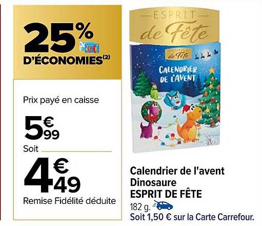 calendrier de l'avent dinosaure esprit de fête