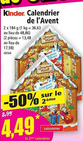 calendrier de l'avent kinder