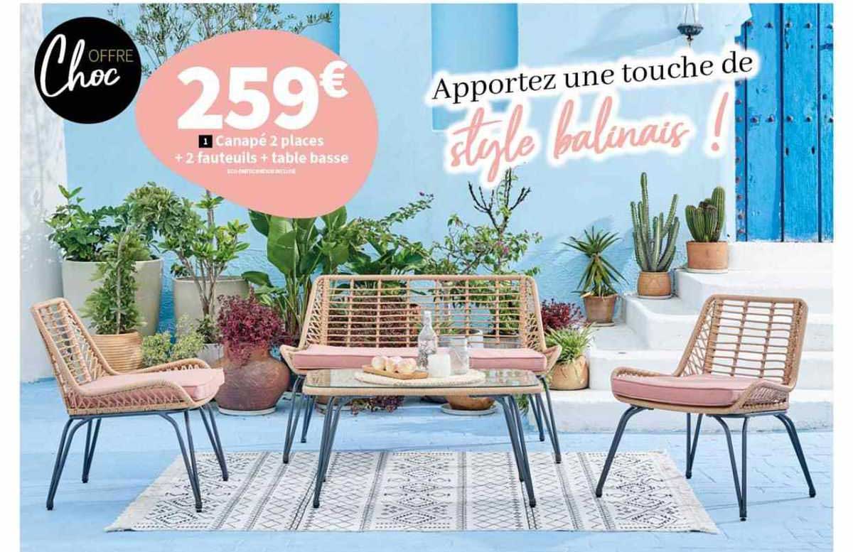 Canapé 2 Places + 2 Fauteuils + Table Basse