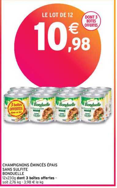 champignons émincés épais sans sulfite bonduelle