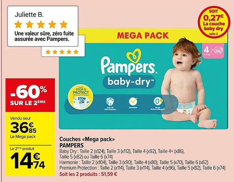 Couches "mega Pack" Pampers