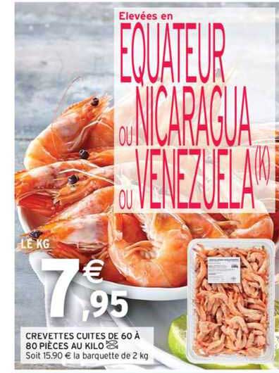 crevettes cuites de 60 à 80 pièces au kilo