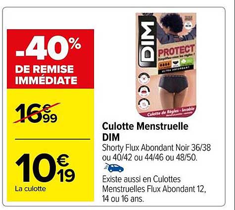 culotte menstruelle dim