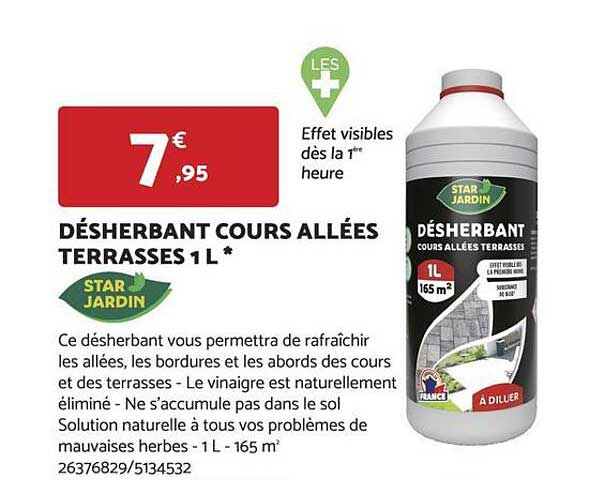 désherbant cours allées terrasses 1l star jardin