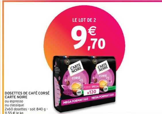 Dosettes De Café Corsé Carte Noire