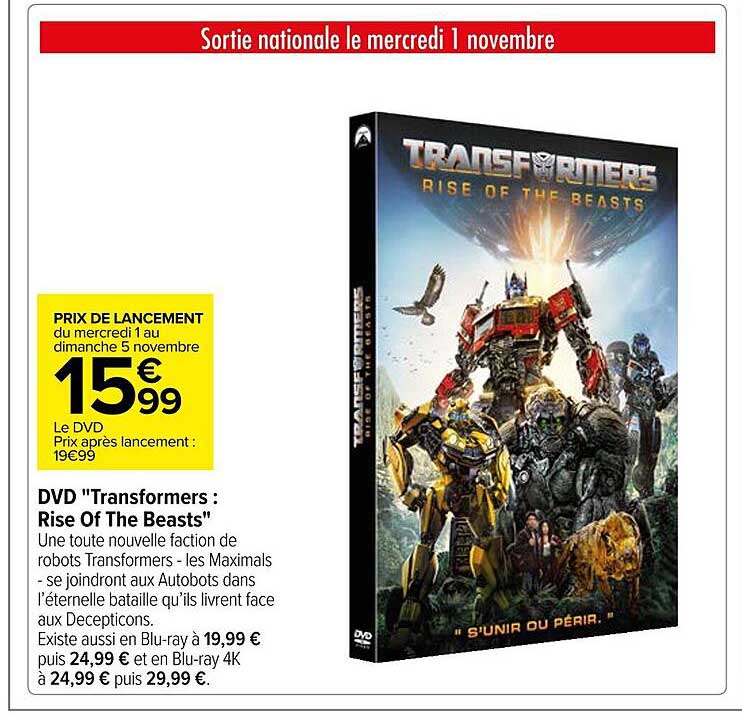 dvd "transformers : rise of the beasts"