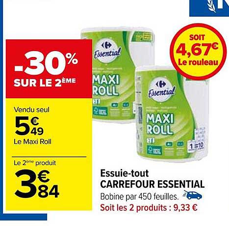 essuie-tout carrefour essential