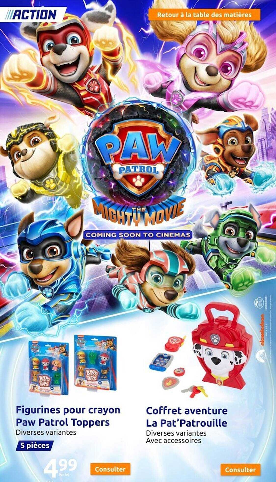 figurines pour crayon paw patrol toppers, coffret aventure la pat'patrouille