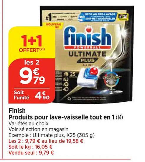 finish produits pour lave-vaisselle tout en 1