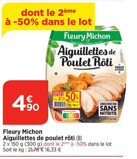 fleury michon aiguillettes de poulet rôti